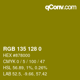 颜色代码: RGB 135 128 0 | qconv.com