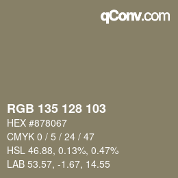カラーコード: RGB 135 128 103 | qconv.com