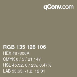 カラーコード: RGB 135 128 106 | qconv.com