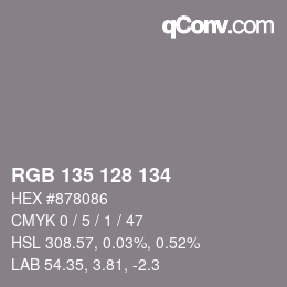 カラーコード: RGB 135 128 134 | qconv.com