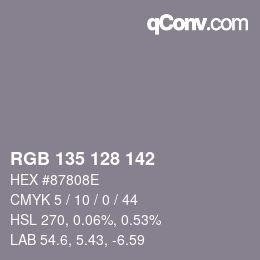 カラーコード: RGB 135 128 142 | qconv.com