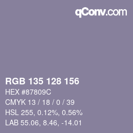 Color code: RGB 135 128 156 | qconv.com