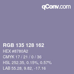 カラーコード: RGB 135 128 162 | qconv.com