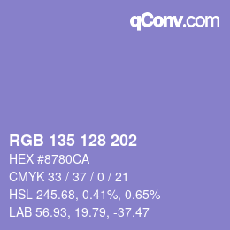 颜色代码: RGB 135 128 202 | qconv.com