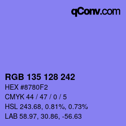 カラーコード: RGB 135 128 242 | qconv.com