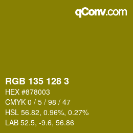 颜色代码: RGB 135 128 3 | qconv.com