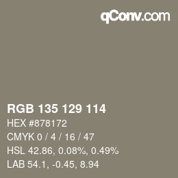 カラーコード: RGB 135 129 114 | qconv.com