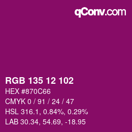 Color code: RGB 135 12 102 | qconv.com