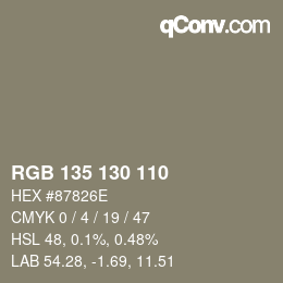 Farbcode: RGB 135 130 110 | qconv.com