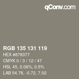 Farbcode: RGB 135 131 119 | qconv.com