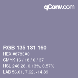 Farbcode: RGB 135 131 160 | qconv.com