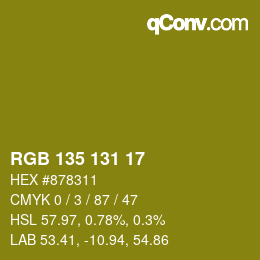 Color code: RGB 135 131 17 | qconv.com