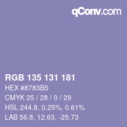 カラーコード: RGB 135 131 181 | qconv.com