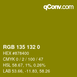 Color code: RGB 135 132 0 | qconv.com