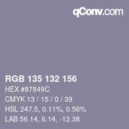 カラーコード: RGB 135 132 156 | qconv.com