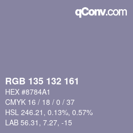 颜色代码: RGB 135 132 161 | qconv.com
