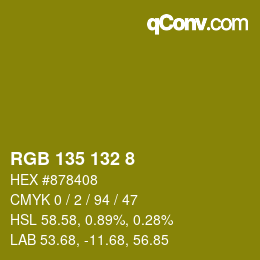 颜色代码: RGB 135 132 8 | qconv.com