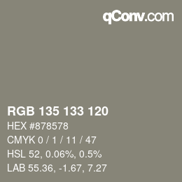 Color code: RGB 135 133 120 | qconv.com