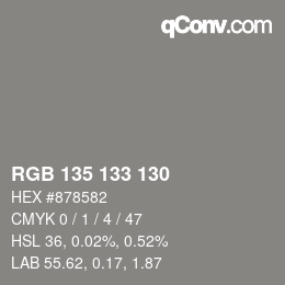 Farbcode: RGB 135 133 130 | qconv.com