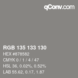 カラーコード: RGB 135 133 130 | qconv.com