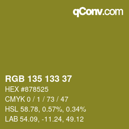 Color code: RGB 135 133 37 | qconv.com
