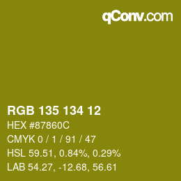 Color code: RGB 135 134 12 | qconv.com