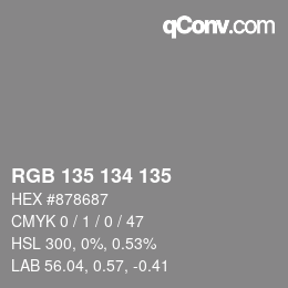 Color code: RGB 135 134 135 | qconv.com