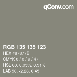 Farbcode: RGB 135 135 123 | qconv.com