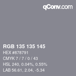 Color code: RGB 135 135 145 | qconv.com