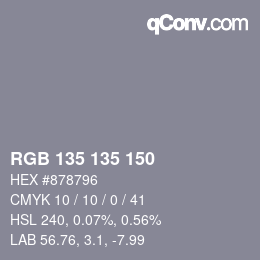 カラーコード: RGB 135 135 150 | qconv.com