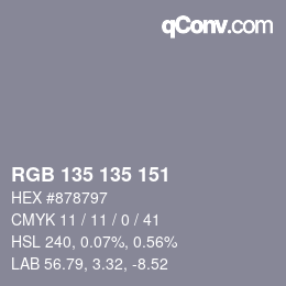 カラーコード: RGB 135 135 151 | qconv.com