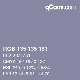 Code couleur: RGB 135 135 161 | qconv.com