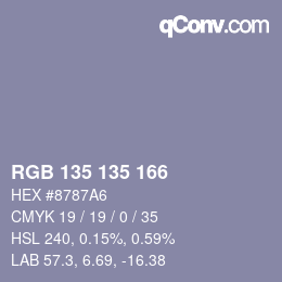 Color code: RGB 135 135 166 | qconv.com