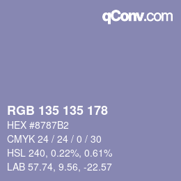 Color code: RGB 135 135 178 | qconv.com