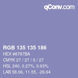 Color code: RGB 135 135 186 | qconv.com