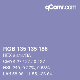 颜色代码: RGB 135 135 186 | qconv.com