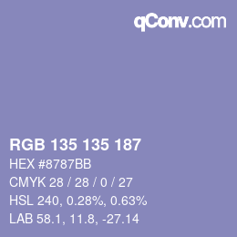 颜色代码: RGB 135 135 187 | qconv.com
