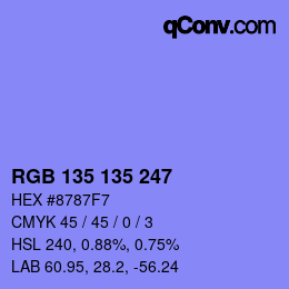 Color code: RGB 135 135 247 | qconv.com