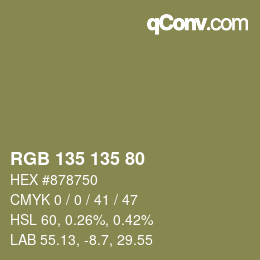 Color code: RGB 135 135 80 | qconv.com