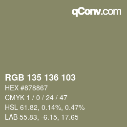 Código de color: RGB 135 136 103 | qconv.com