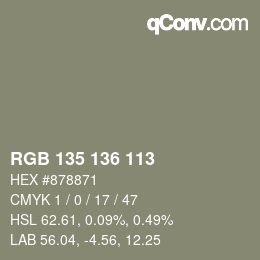 Color code: RGB 135 136 113 | qconv.com