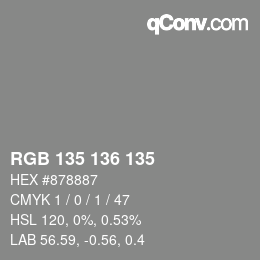 Color code: RGB 135 136 135 | qconv.com