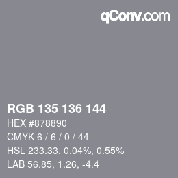 Color code: RGB 135 136 144 | qconv.com