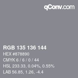 Color code: RGB 135 136 144 | qconv.com