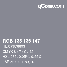 Color code: RGB 135 136 147 | qconv.com