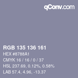 颜色代码: RGB 135 136 161 | qconv.com