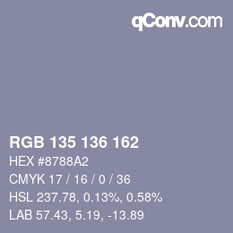 Color code: RGB 135 136 162 | qconv.com