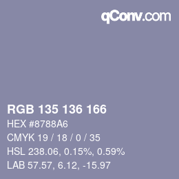 Color code: RGB 135 136 166 | qconv.com