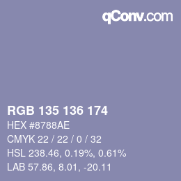 Código de color: RGB 135 136 174 | qconv.com