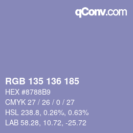 Color code: RGB 135 136 185 | qconv.com